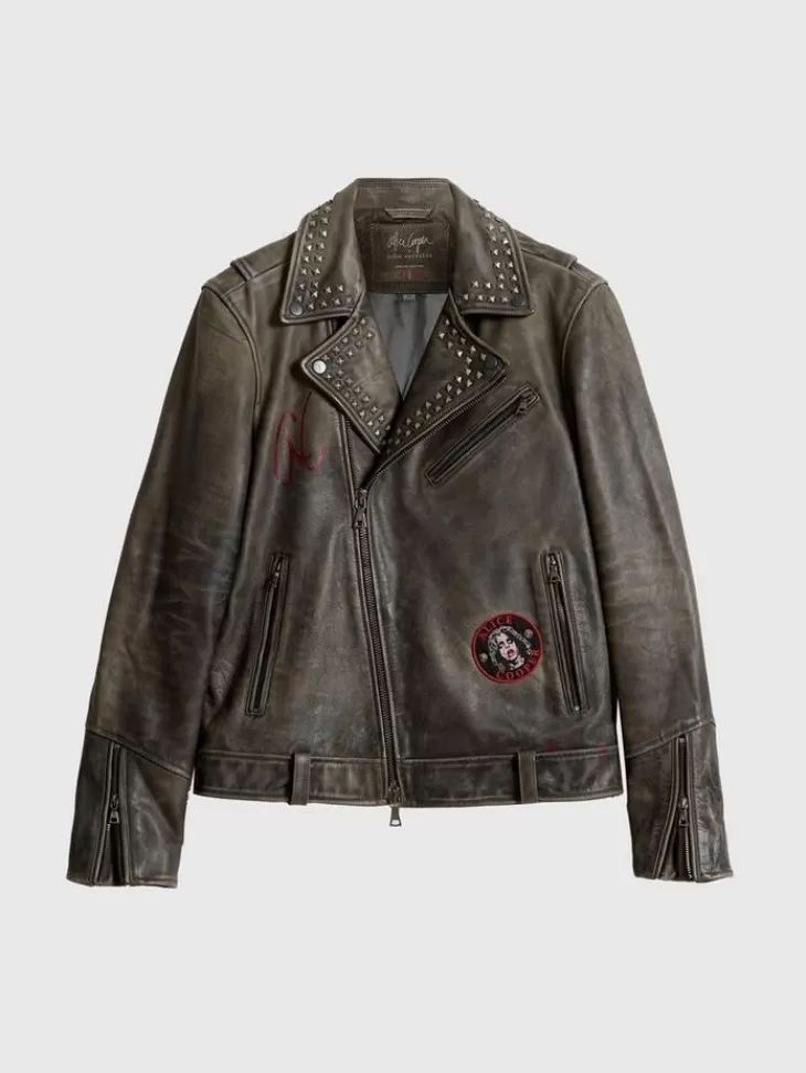 Coats And Jackets | Leather Jackets>John Varvatos ALICE COOPER LEATHER BIKER ASH