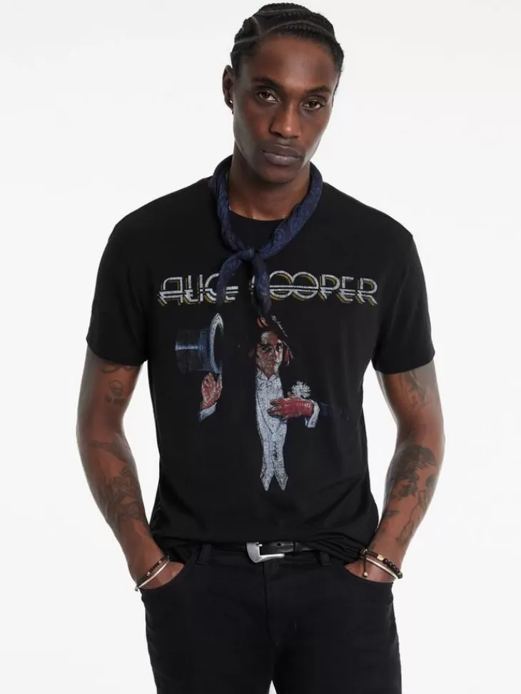 Graphic Tees>John Varvatos ALICE COOPER TOP HAT TEE BLACK