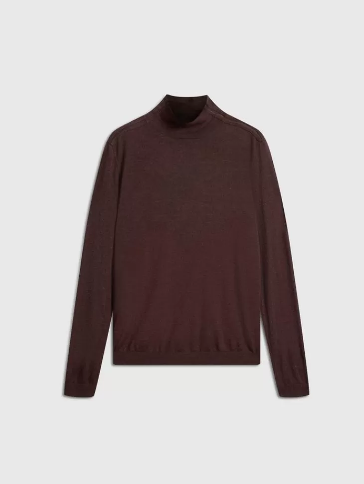 Sweaters>John Varvatos ALONTE MOCK NECK CHOCOLATE