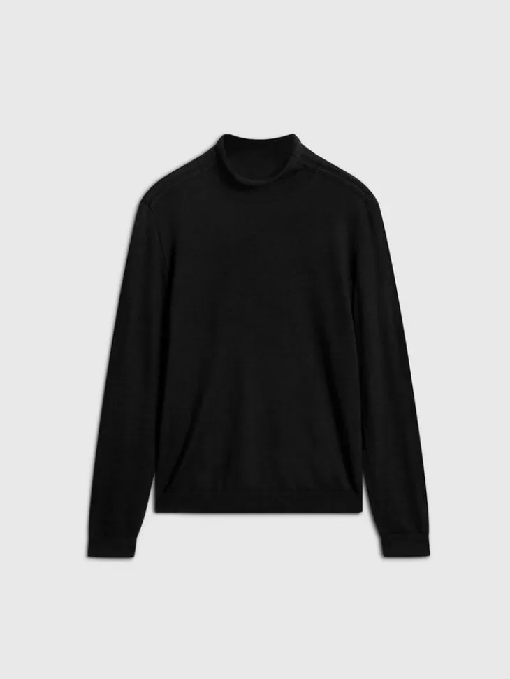 Sweaters>John Varvatos ALONTE MOCK NECK BLACK