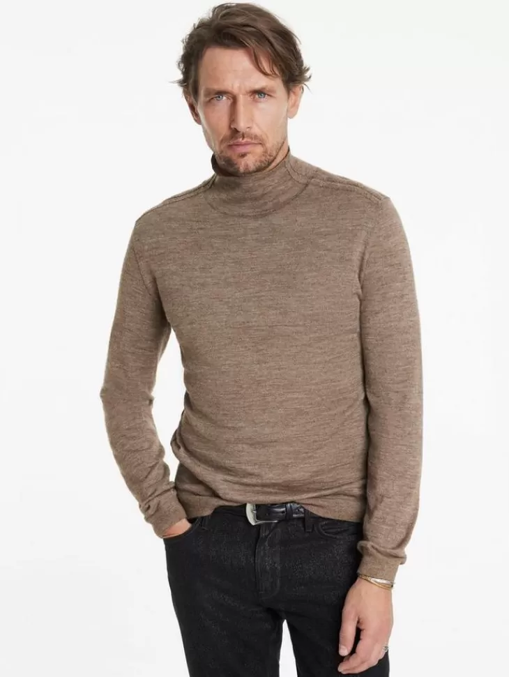 Sweaters>John Varvatos ALONTE MOCK NECK ESPRESSO