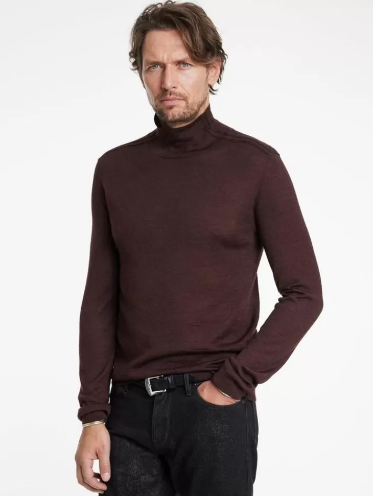 Sweaters>John Varvatos ALONTE MOCK NECK CHOCOLATE