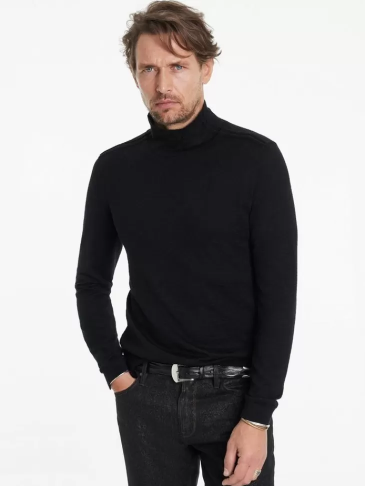 Sweaters>John Varvatos ALONTE MOCK NECK BLACK