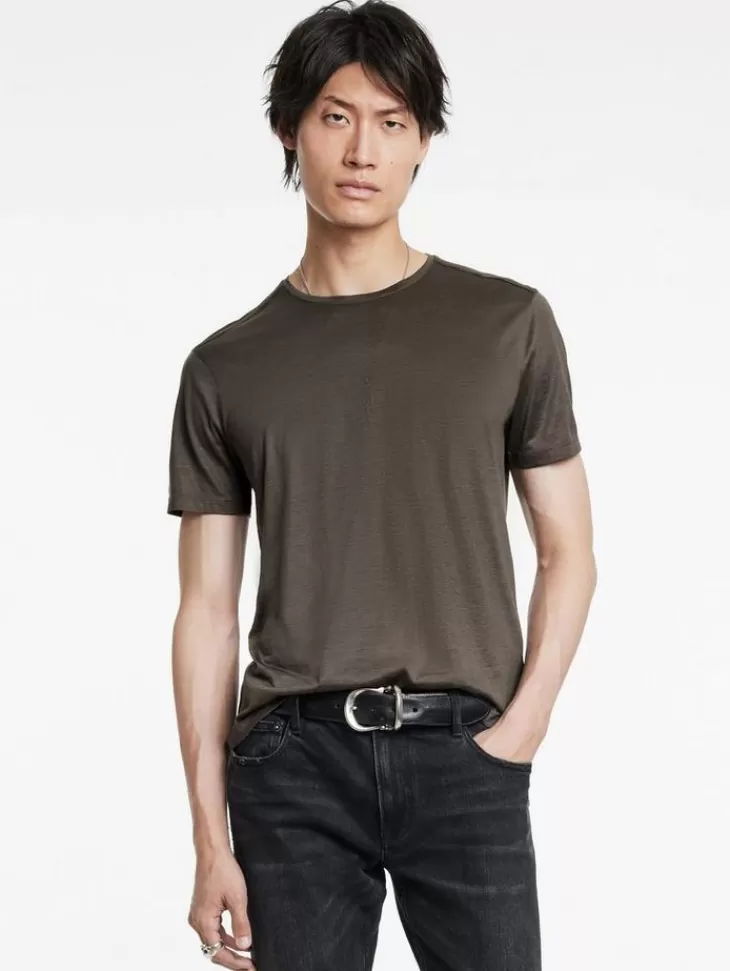 T-Shirts>John Varvatos AMATO CREW CHOCOLATE