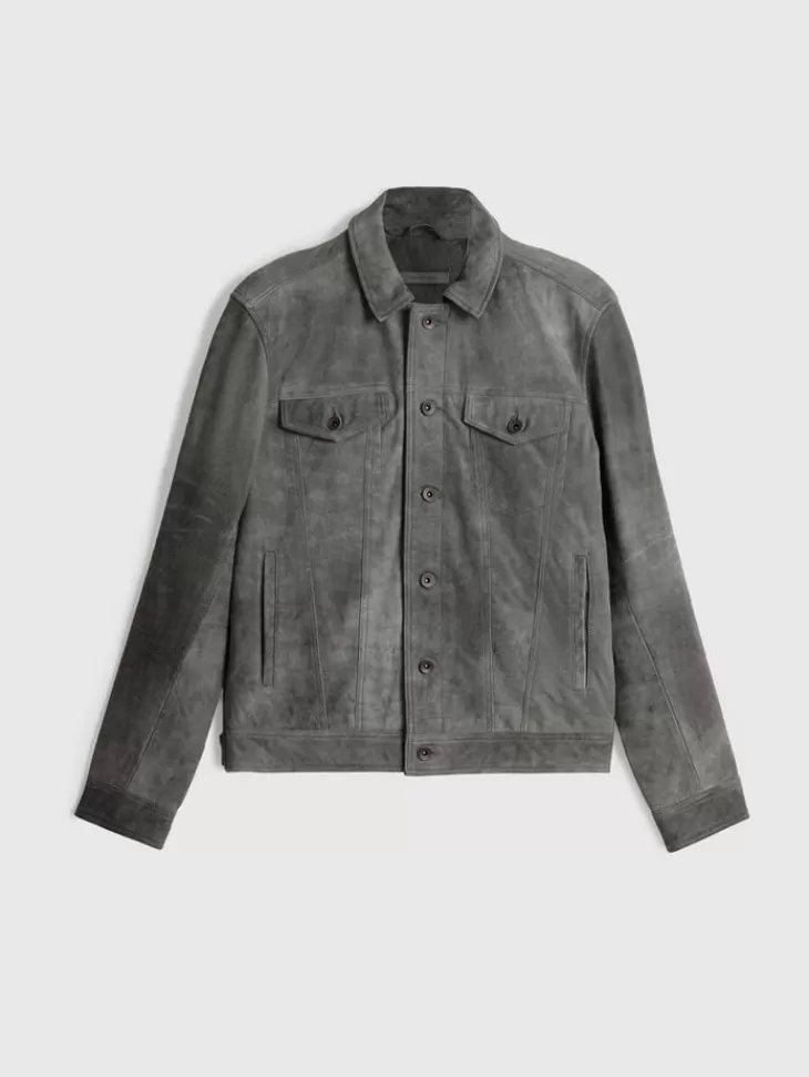 Coats And Jackets | Leather Jackets>John Varvatos ANDREW TRUCKER JACKET GREYSTONE