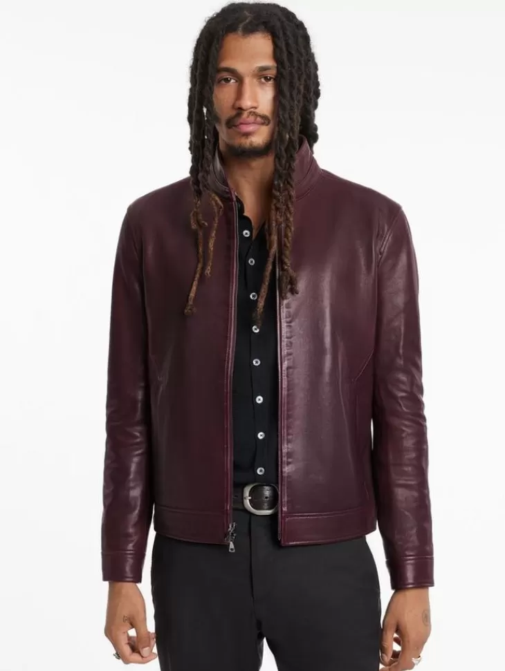 Leather & Outerwear | Tops>John Varvatos BLAKE RACER JACKET Merlot