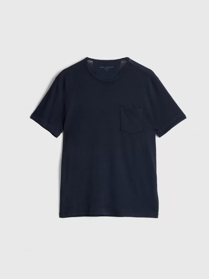 T-Shirts>John Varvatos BOND BURNOUT T-SHIRT NAVY