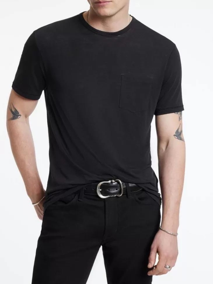 T-Shirts>John Varvatos BOND BURNOUT T-SHIRT BLACK