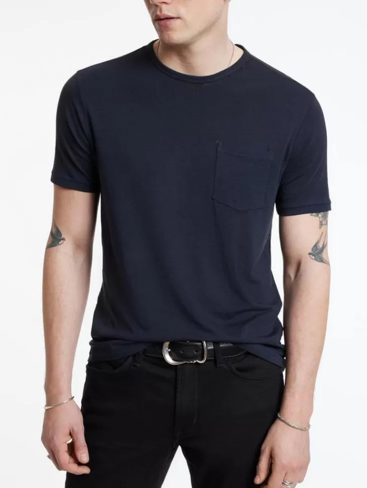 T-Shirts>John Varvatos BOND BURNOUT T-SHIRT NAVY