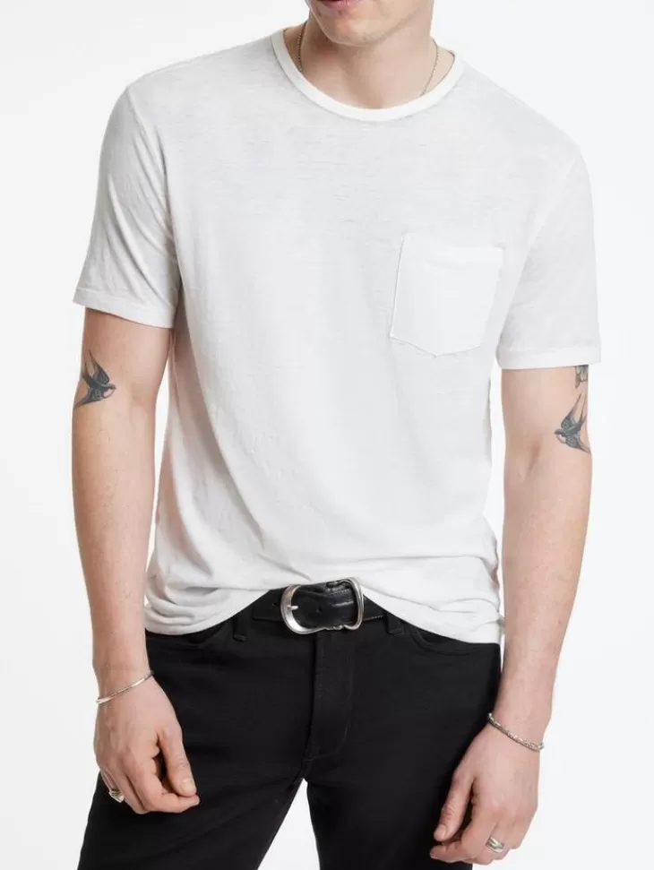 T-Shirts>John Varvatos BOND BURNOUT T-SHIRT SALT