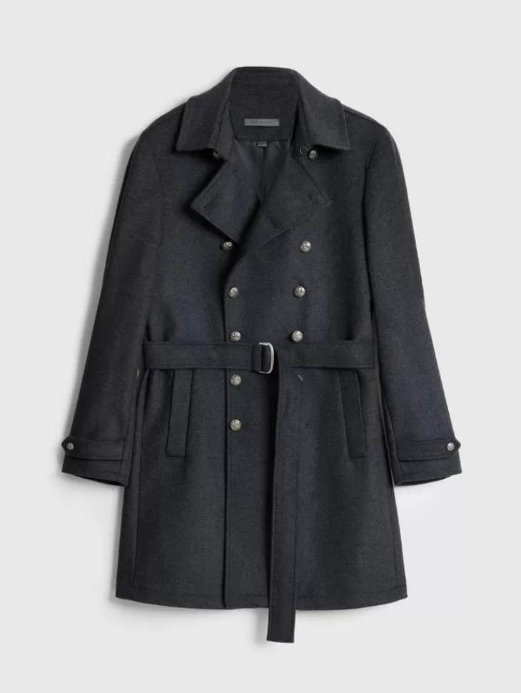 Tops>John Varvatos CANAL TRENCH COAT DKSTEELHTR