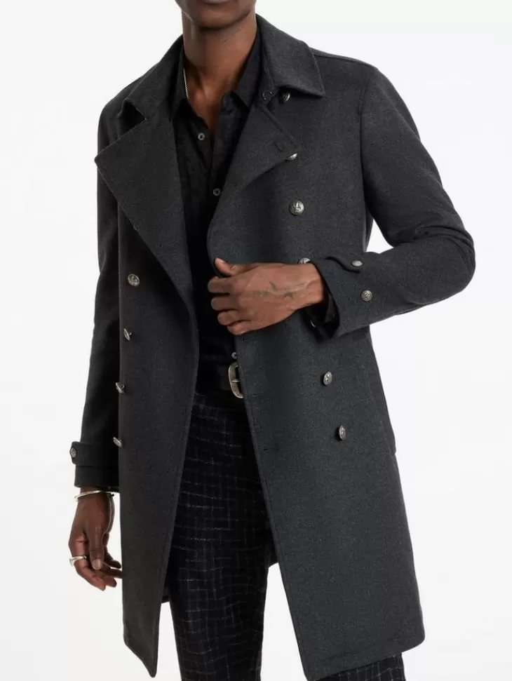 Tops>John Varvatos CANAL TRENCH COAT DKSTEELHTR