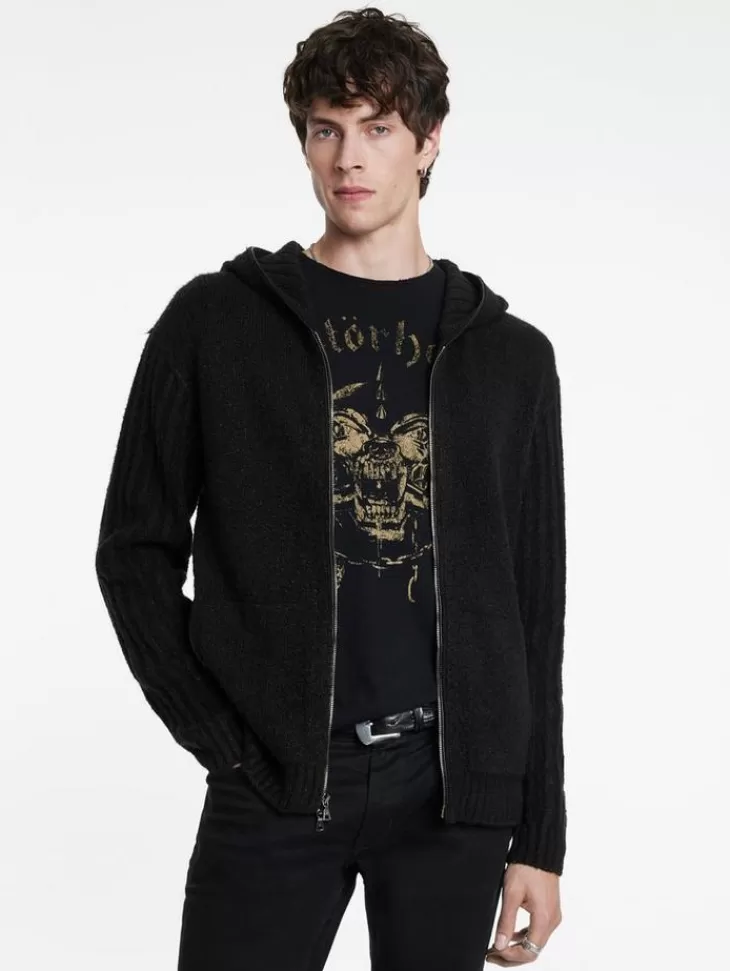 Sweaters>John Varvatos CATHERINE HOODIE BLACK