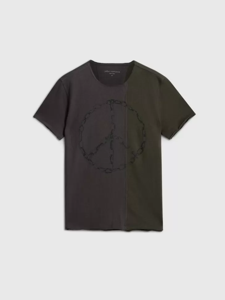 Graphic Tees>John Varvatos CHAIN PEACE TEE CHARCOAL