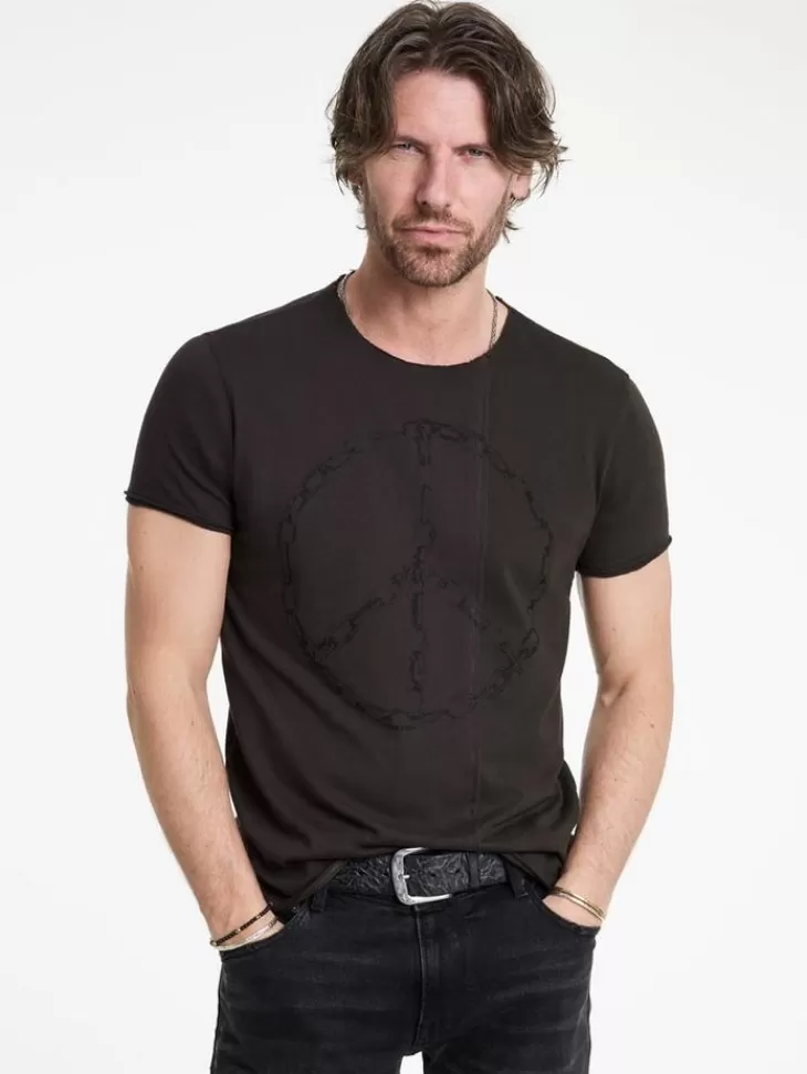 Graphic Tees>John Varvatos CHAIN PEACE TEE CHARCOAL