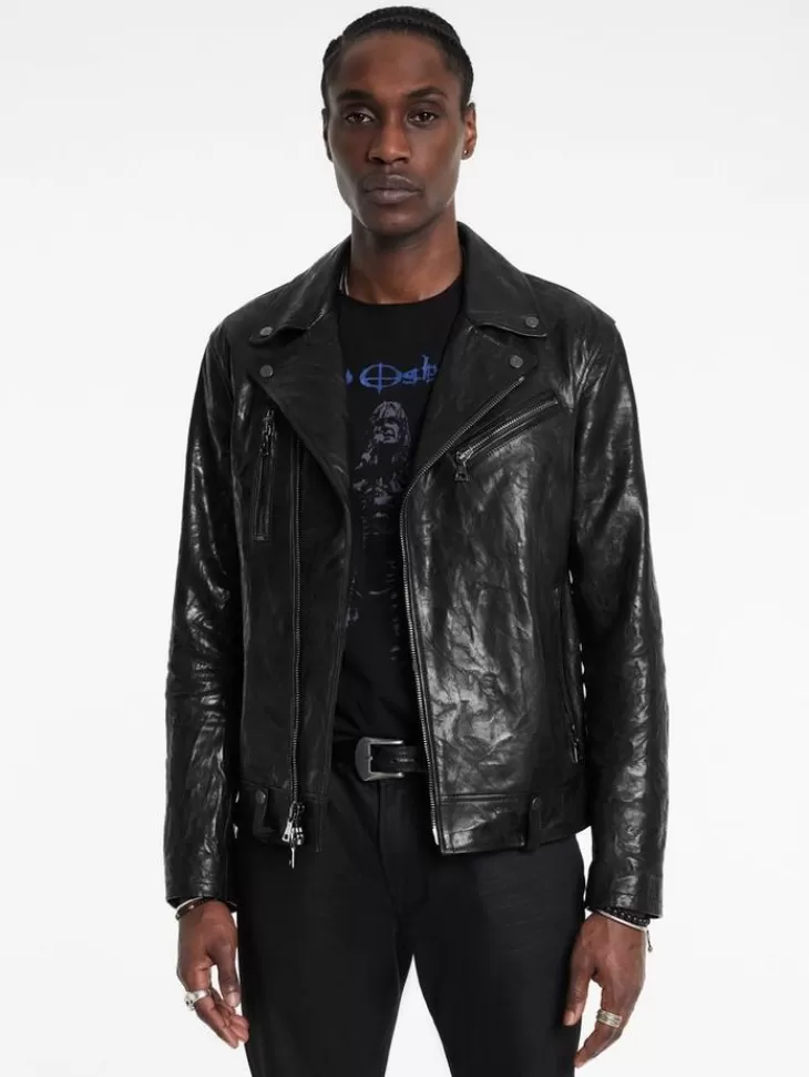 Coats And Jackets | Leather Jackets>John Varvatos CHELSEA BIKER JACKET BLACK