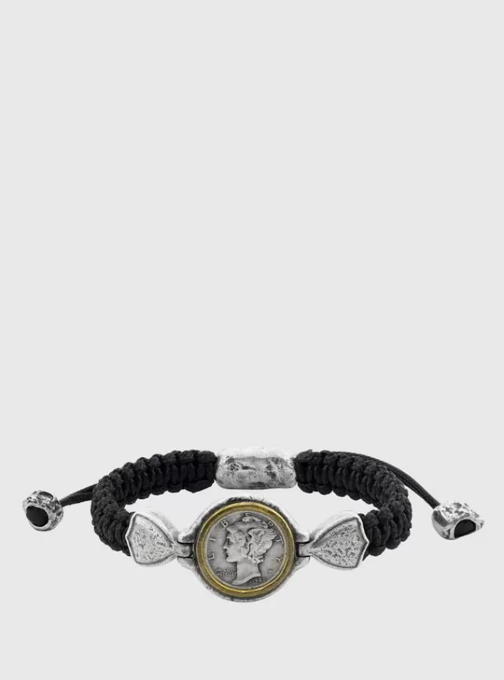 Jewelry>John Varvatos CORDED MERCURY COIN BRACELET SILVER