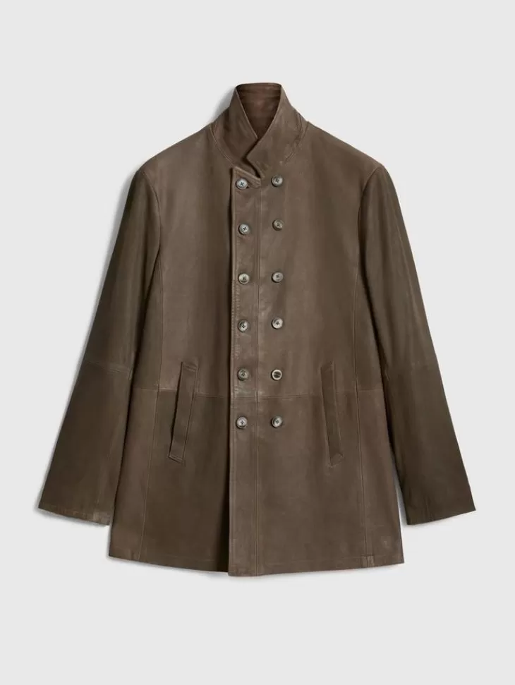 Coats And Jackets | Leather Jackets>John Varvatos CUT-AWAY DOUBLE BREASTED COAT TWINEBROWN