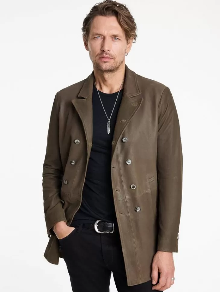 Coats And Jackets | Leather Jackets>John Varvatos CUT-AWAY DOUBLE BREASTED COAT TWINEBROWN