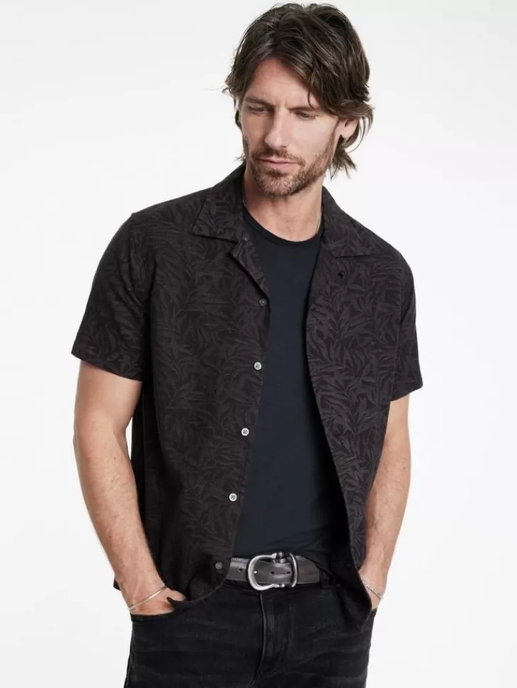 Tops>John Varvatos DANNY CAMP SHIRT CHARCOAL