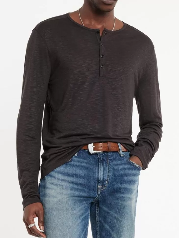 Tops>John Varvatos DANVILLE HENLEY CHOCOLATE