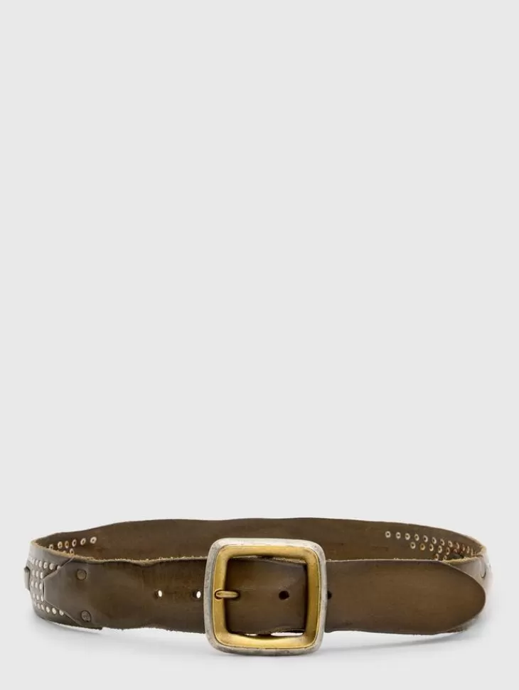 Belts | Leather Belts>John Varvatos DOYER STUDDED BELT OLIVE