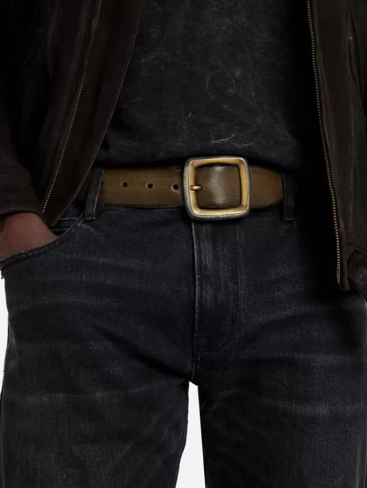 Belts | Leather Belts>John Varvatos DOYER STUDDED BELT OLIVE