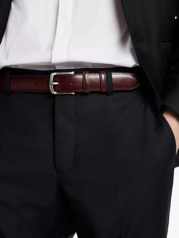 Belts | Leather Belts>John Varvatos DRESS BELT BURGUNDY