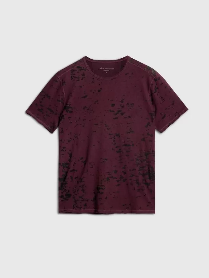 T-Shirts>John Varvatos EDEN BURNOUT CREW DARKPLUM