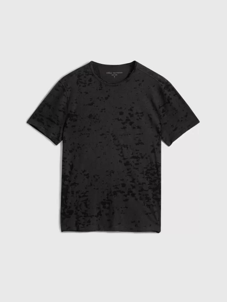 T-Shirts>John Varvatos EDEN BURNOUT CREW CARBON