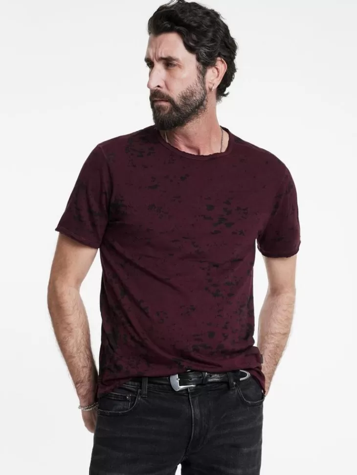 T-Shirts>John Varvatos EDEN BURNOUT CREW DARKPLUM