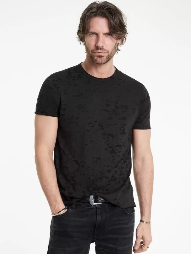 T-Shirts>John Varvatos EDEN BURNOUT CREW CARBON