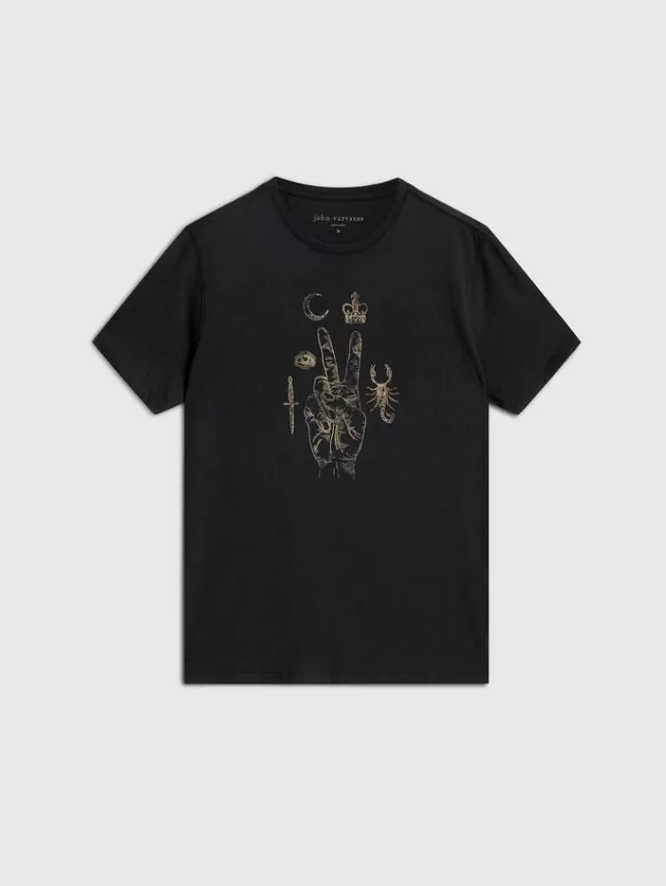 Graphic Tees>John Varvatos ELEMENTS PEACE TEE BLACK