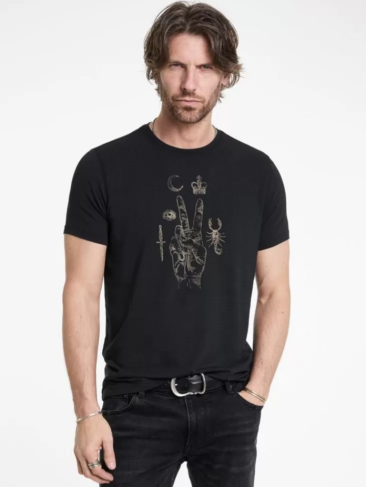 Graphic Tees>John Varvatos ELEMENTS PEACE TEE BLACK