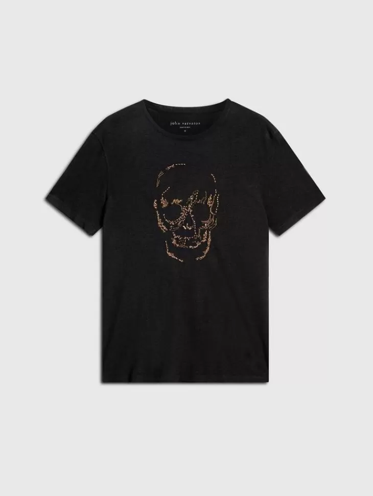 Graphic Tees>John Varvatos EMBELLISHED SKULL TEE BLACK