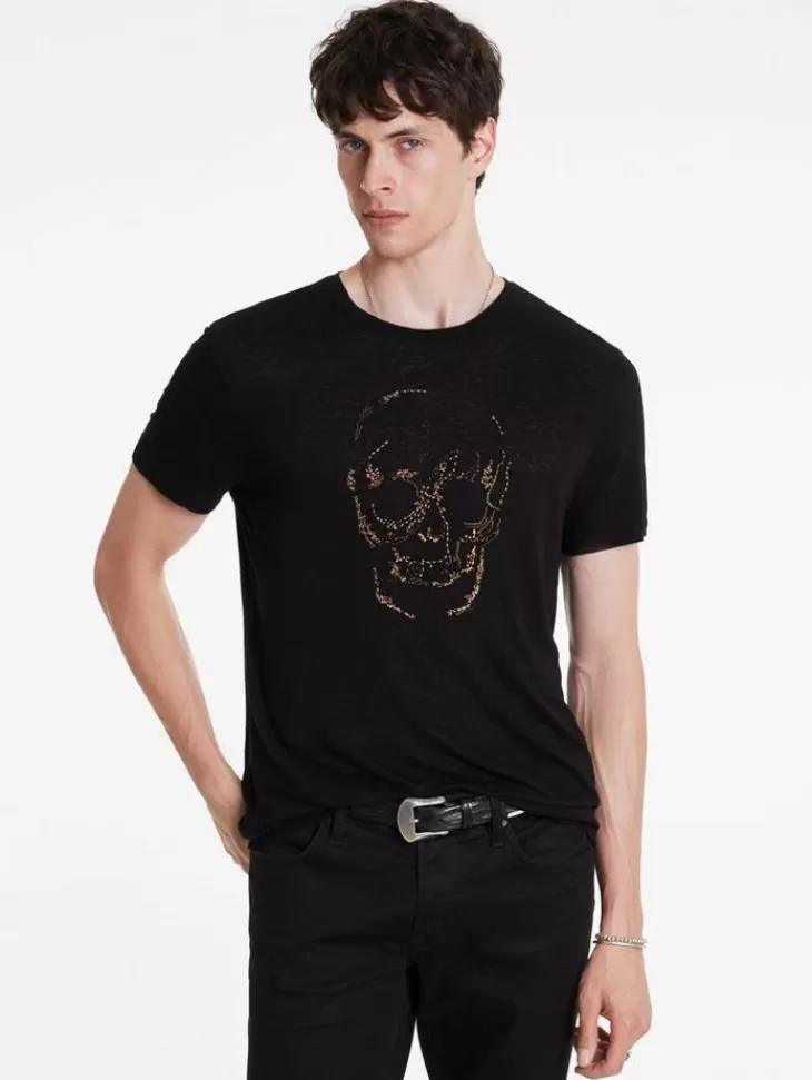 Graphic Tees>John Varvatos EMBELLISHED SKULL TEE BLACK