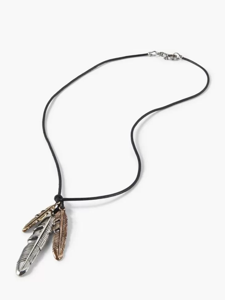 Jewelry>John Varvatos FEATHER PENDANT NECKLACE BLACK