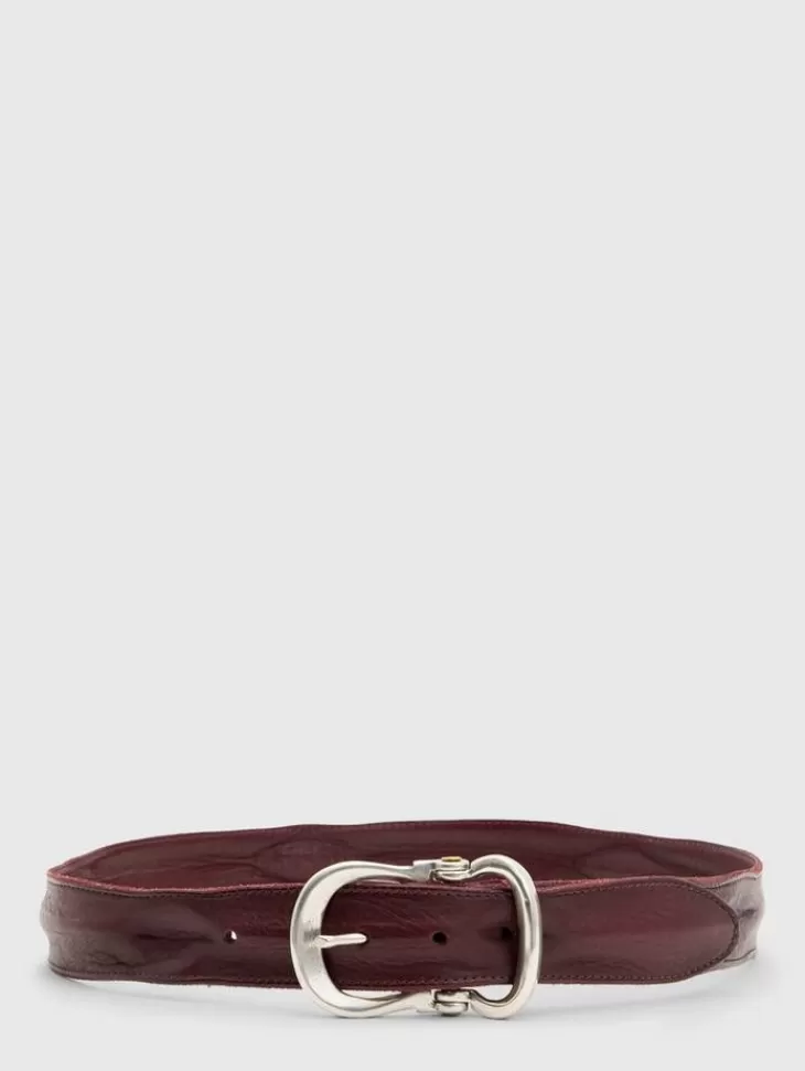 Belts | Leather Belts>John Varvatos FIBEL ANTIQUE NICKLE FINISH BELT RED