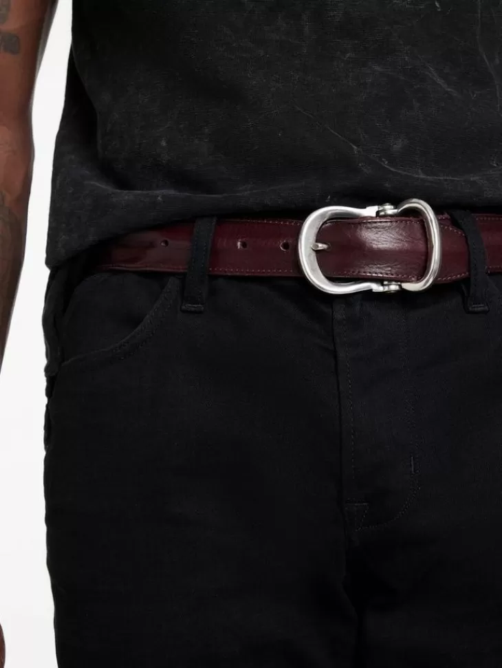 Belts | Leather Belts>John Varvatos FIBEL ANTIQUE NICKLE FINISH BELT RED