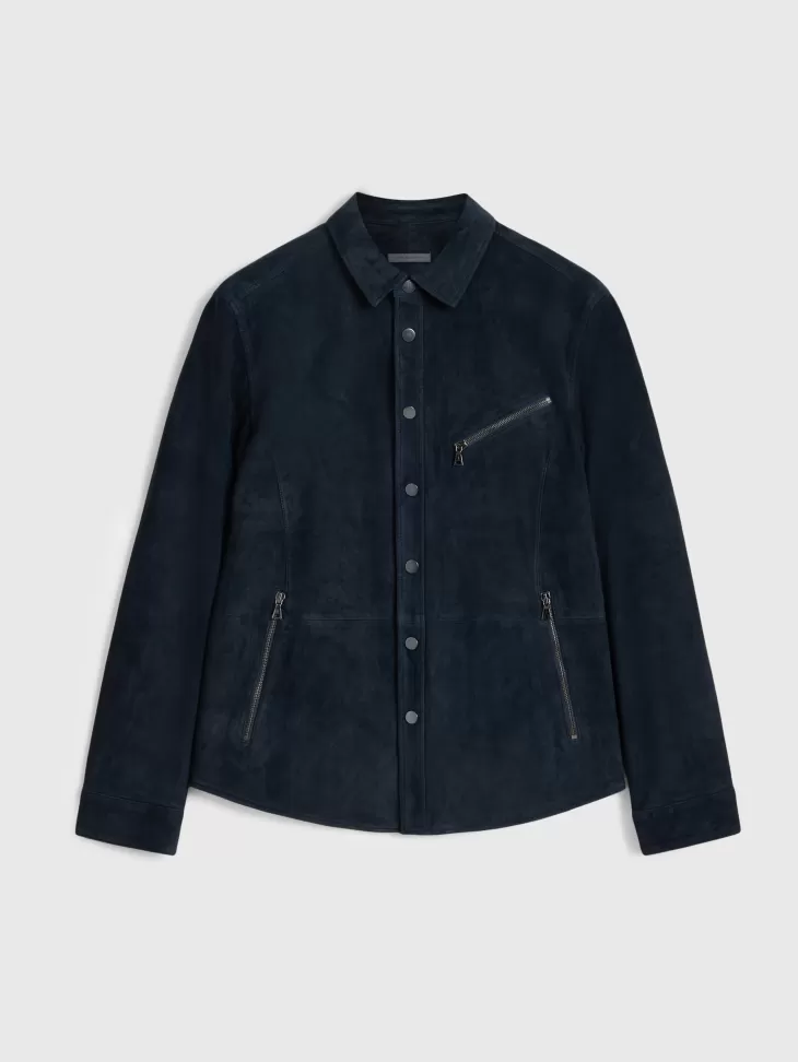 Leather Jackets | Leather Jackets>John Varvatos KADD SHIRT JACKET MIDNIGHT