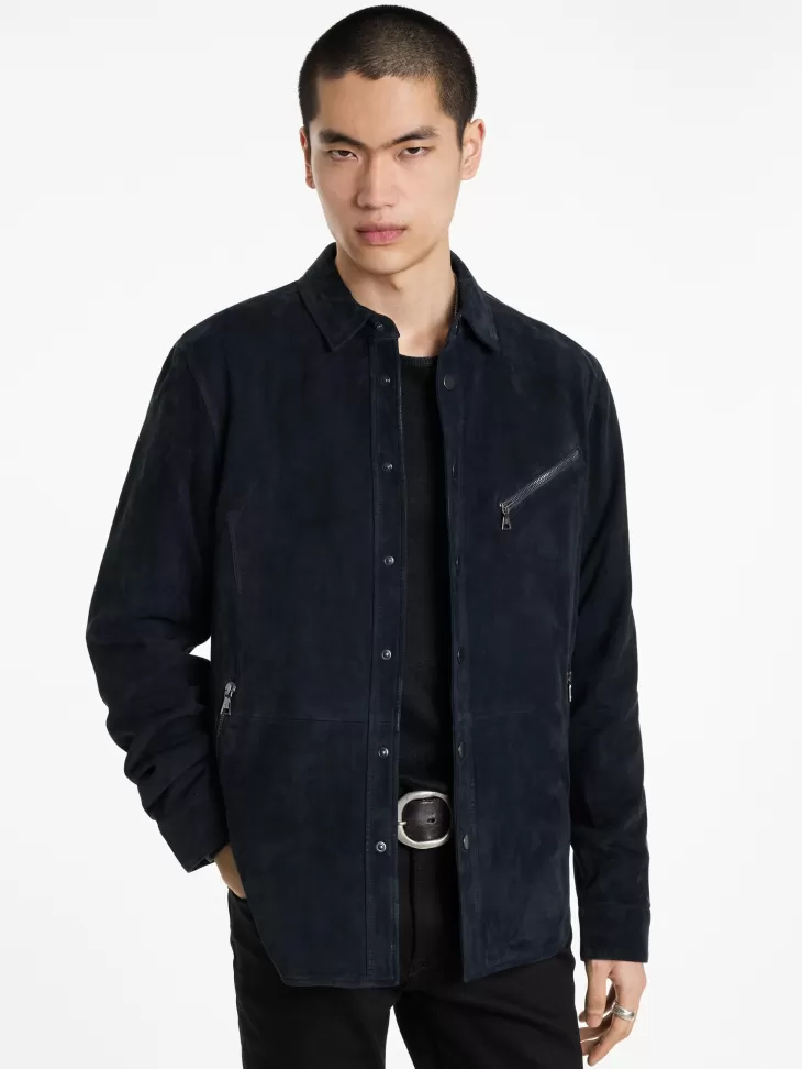 Leather Jackets | Leather Jackets>John Varvatos KADD SHIRT JACKET MIDNIGHT