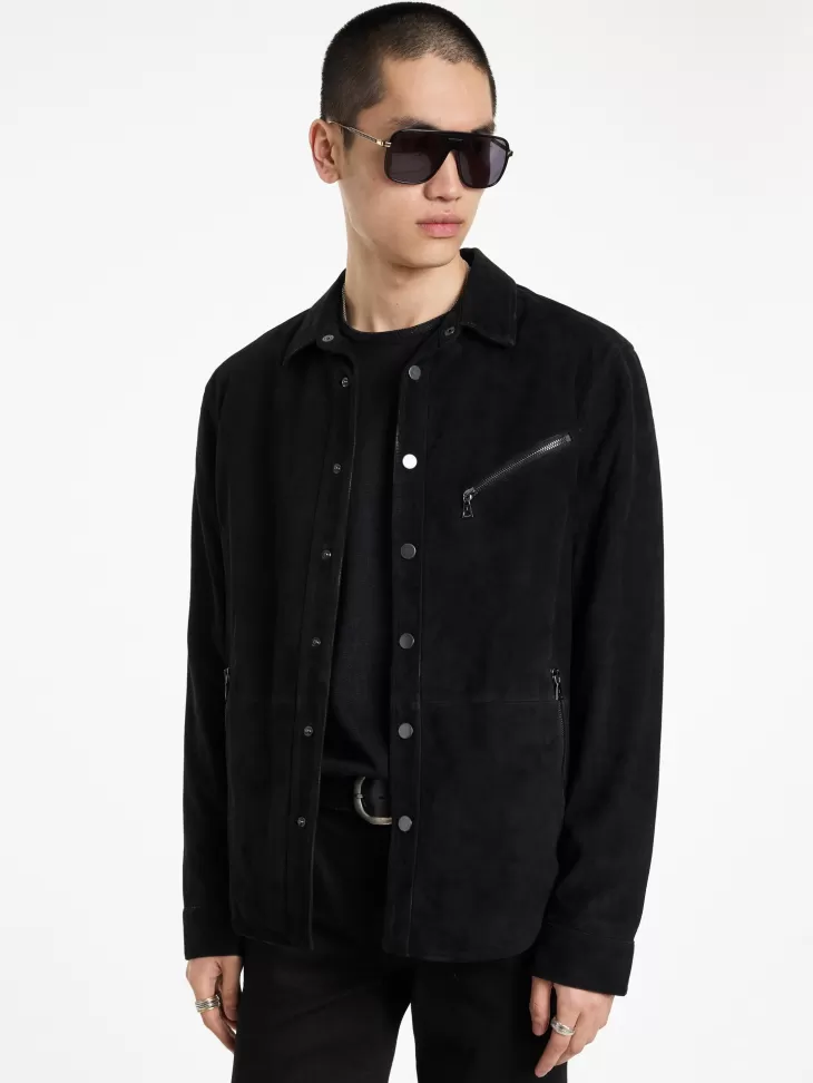 Leather Jackets | Leather Jackets>John Varvatos KADD SHIRT JACKET BLACK