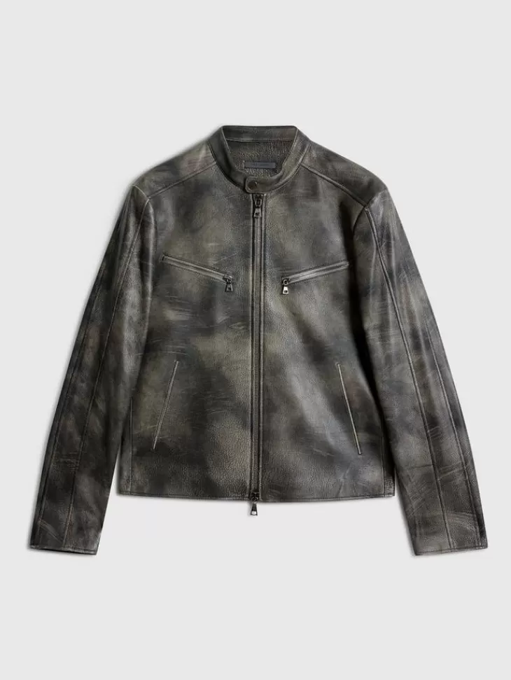 Coats And Jackets | Leather Jackets>John Varvatos KEELER RACER JACKET CARBON