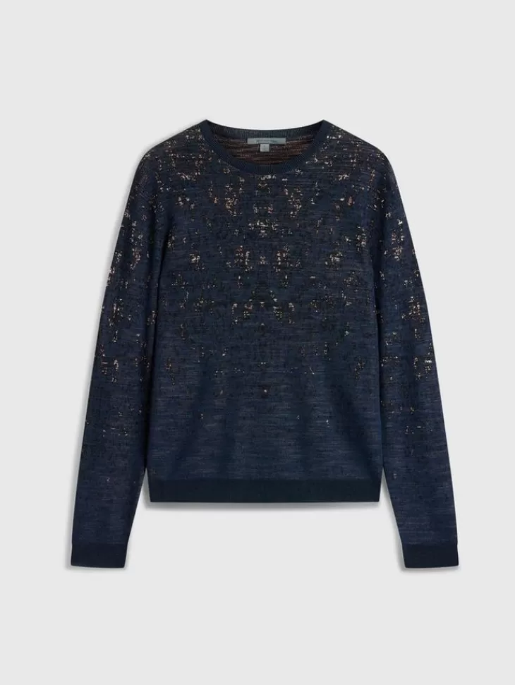 Tops>John Varvatos LEAO CREWNECK SWEATER INDIGO