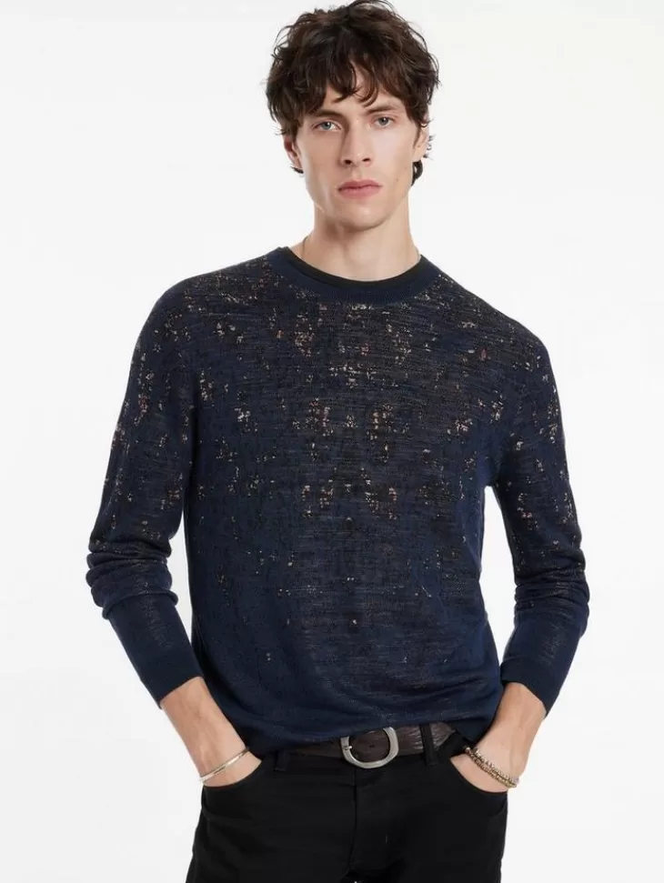 Tops>John Varvatos LEAO CREWNECK SWEATER INDIGO