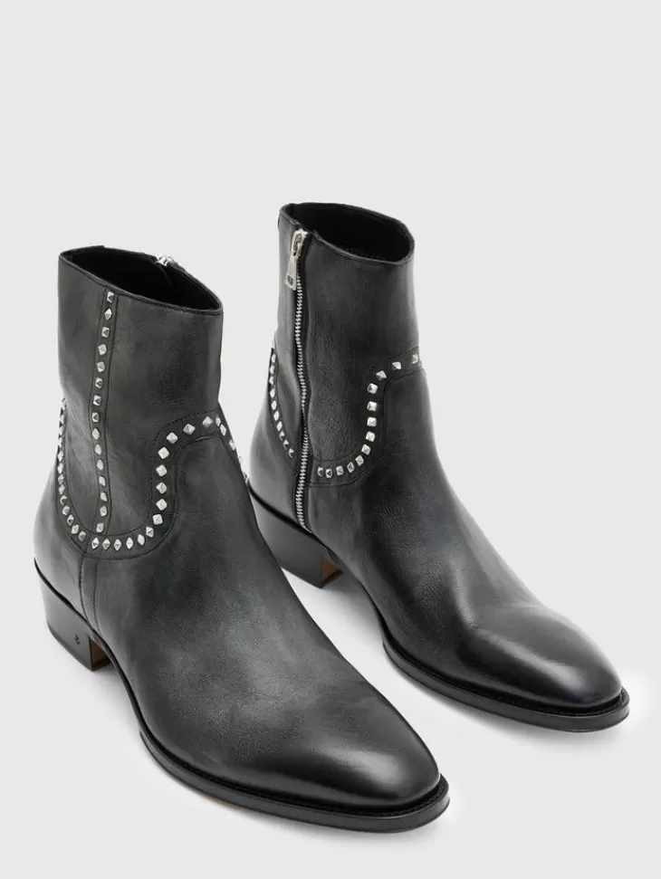 Shoes & Accessories>John Varvatos LUDLOW STUDDED BOOT BLACK