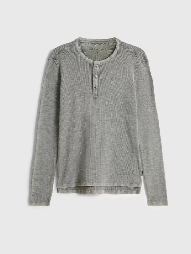 Henleys>John Varvatos MEMPHIS WAFFLE HENLEY GREYHTHR