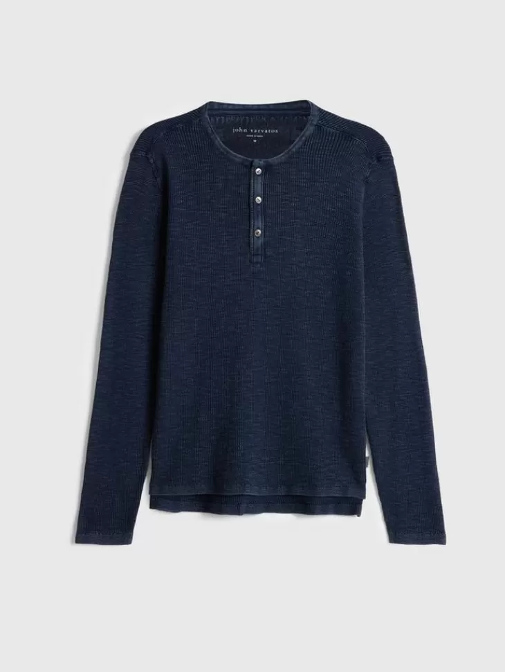 Henleys>John Varvatos MEMPHIS WAFFLE HENLEY NAVY