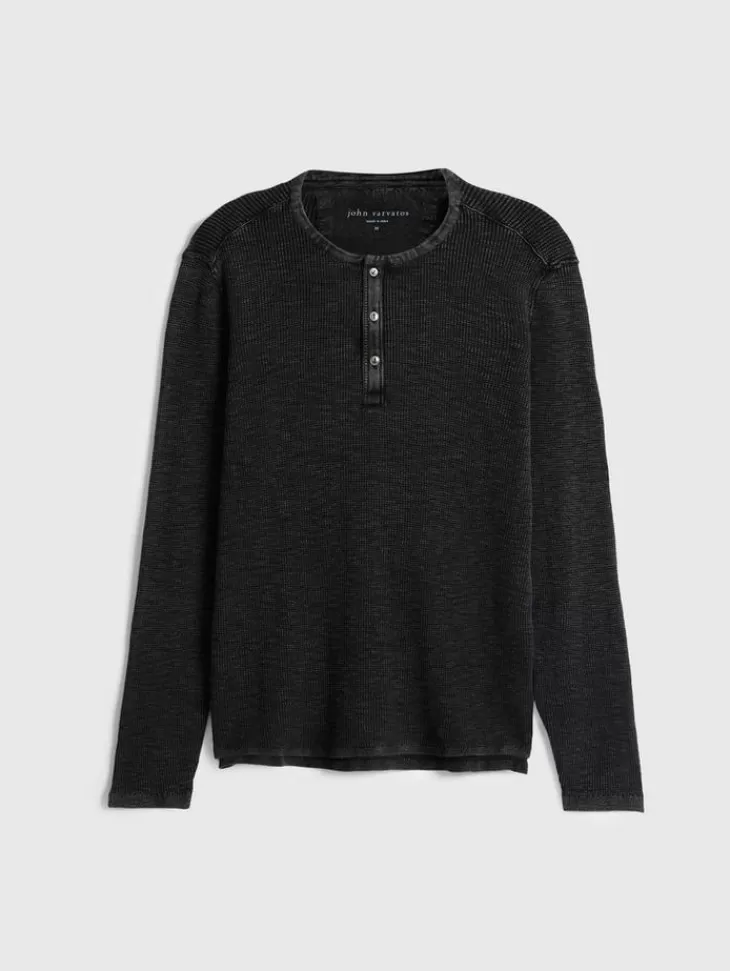 Henleys>John Varvatos MEMPHIS WAFFLE HENLEY BLACK