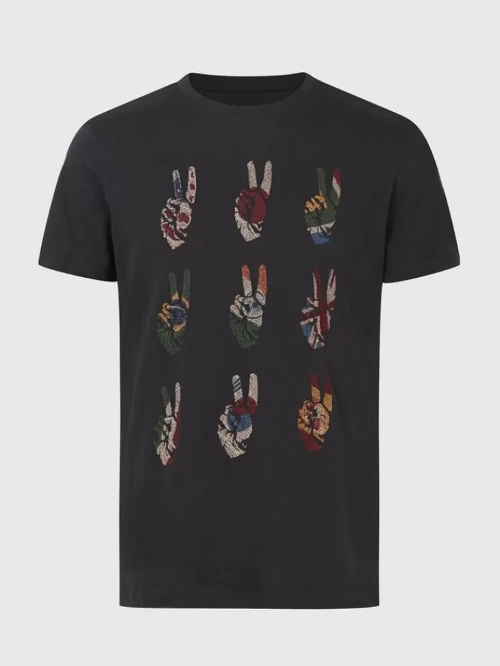 Graphic Tees>John Varvatos MULTI PEACE HAND TEE BLACK